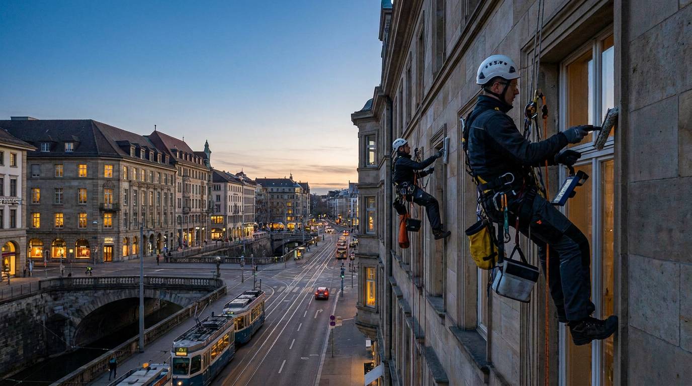 Profesionální výškové práce na fasádě